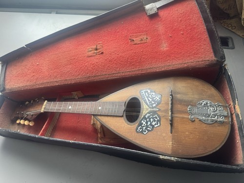 Old mandolin and case - and,